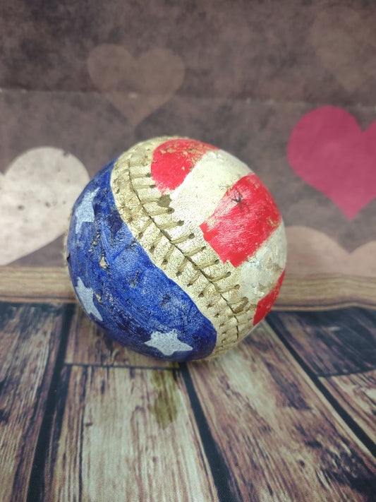 Red, White & Blue  Painted Softball