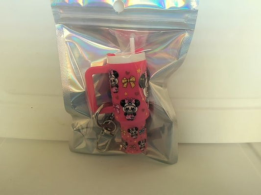 Hot Pink Tumbler Keychain Grace's bead Shop
