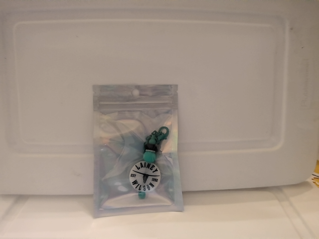 Teal Charm with Chain Grace's bead Shop