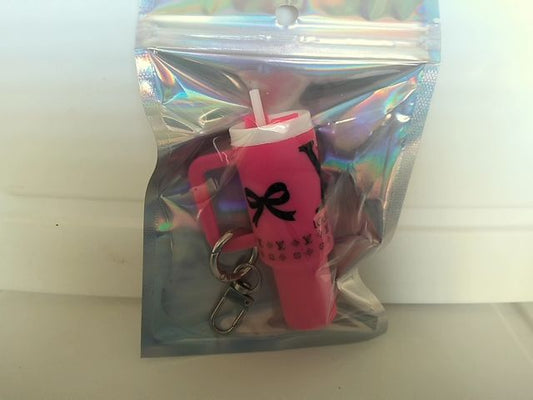 Hot Pink Tumbler Keychain Grace's bead Shop