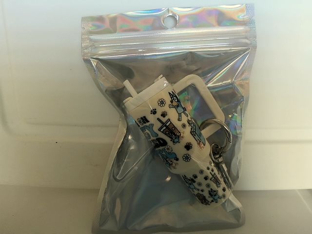 white Tumbler Keychain Grace's bead Shop