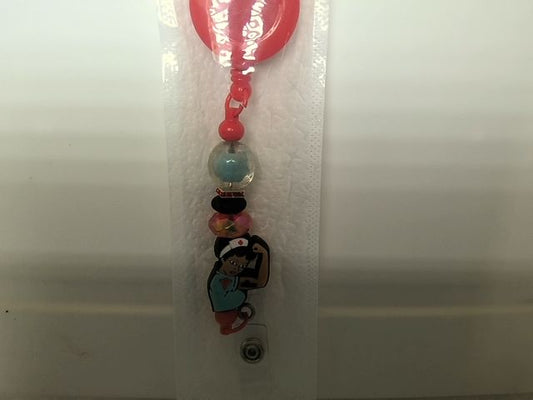 Red Focal Bead Badge Reel Grace's bead Shop